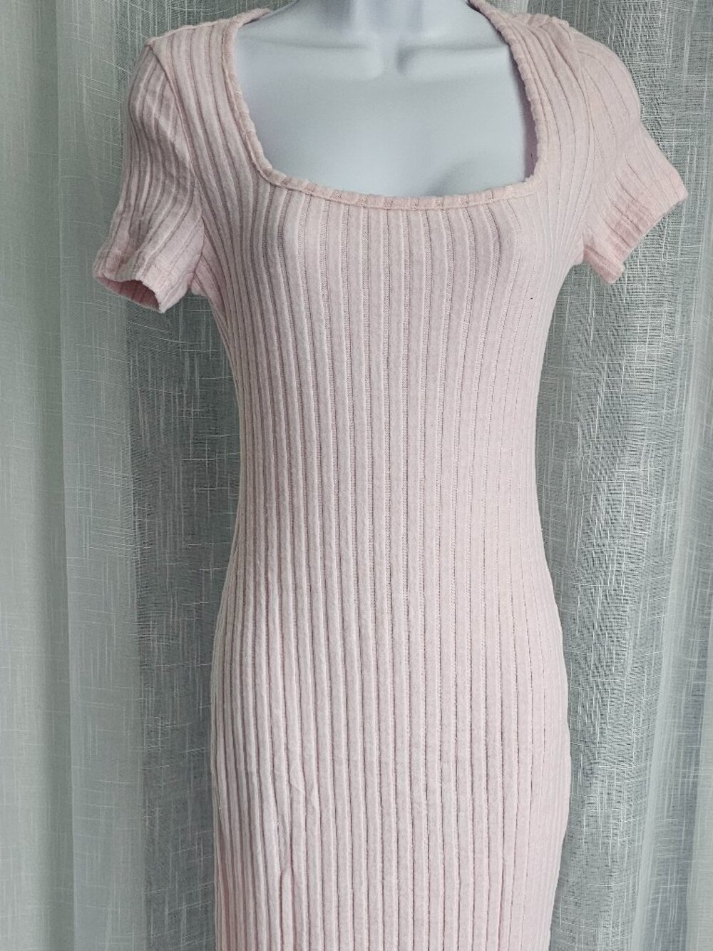 Women's Short Sleeve Soft Ribbed Maxi Dress Pink Size US 2 NEW